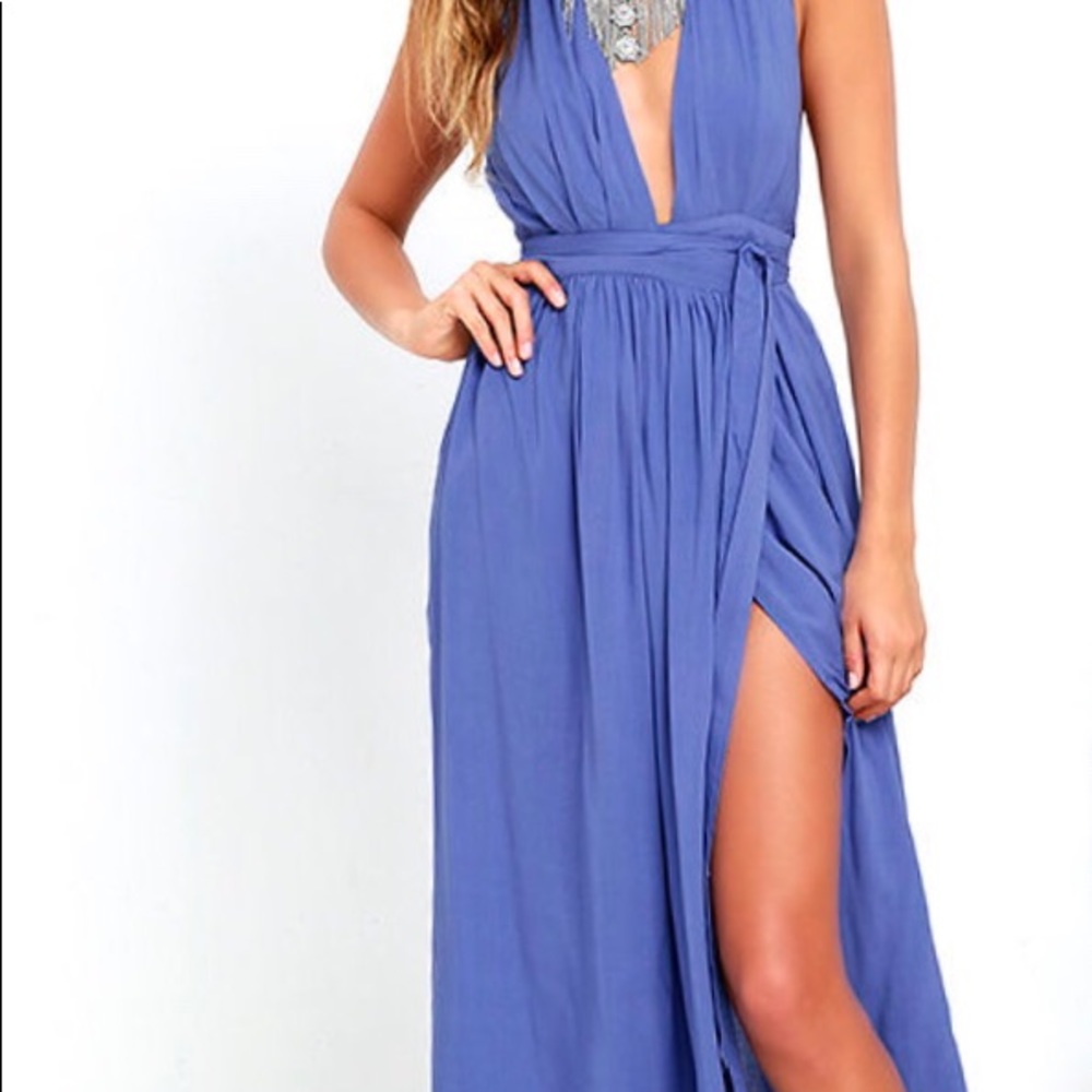 purple deep V wrap maxi dress - Picture 2 of 5